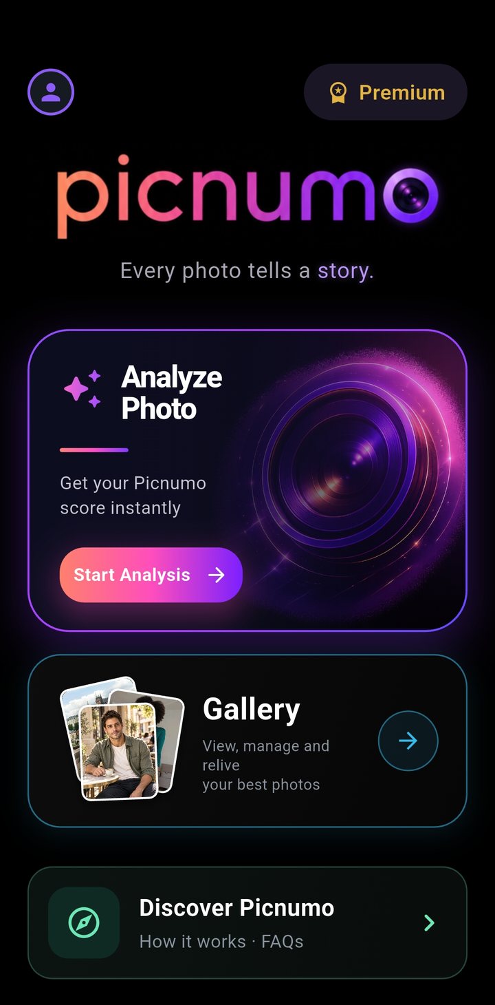 Picnumo app home screen